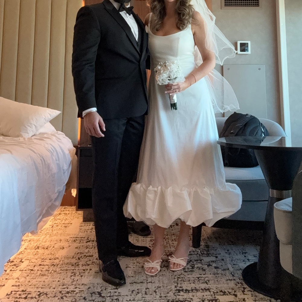 Show Me Your MuMu White Ruffle-Hem Midi Dress - Picture 3 of 4